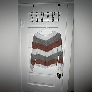 White, Grey, & Pink Sweater